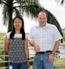 Study authors Xiuling Li (left) and Christoph Rader Photo by Junpeng Qi/The Scripps Research Institute