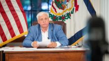 Governor Jim Justice of West Virginia at a Sept. 8, 2021, COVID-19 briefing.