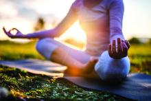 A woman meditates