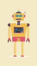 illustrated robot says hello