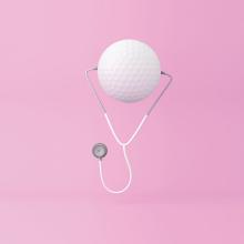 Stethoscope attached to a golf ball