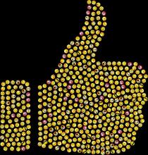 Big thumbs up made from many small emojis