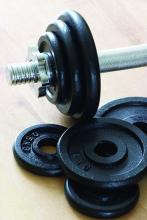 dumbbell and weights