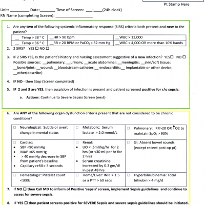 Severe‐Sepsis Screening Tool | Journal of Hospital Medicine