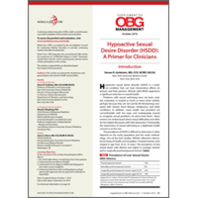 Hypoactive Sexual Desire Disorder (HSDD): A Primer for Clinicians